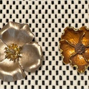 Two Vintage Flower Brooches. Maybe DOGWOOD Flowers.